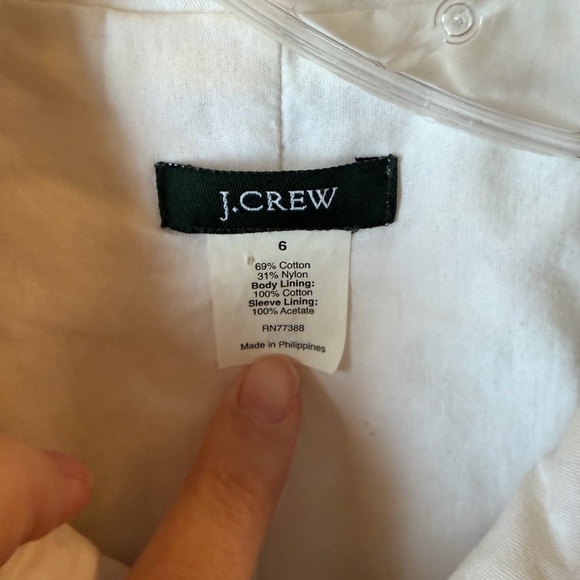 J.Crew White Pea Coat Jacket Womens Size 6 Cropped Cotton EUC Y2K Chic - Picture 4 of 5